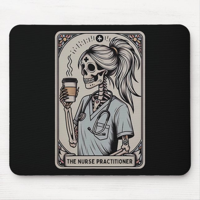 Tapis De Souris Infirmière Praticien Carte Tarot Squelette Hallowe (Devant)