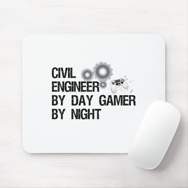Tapis De Souris Ingénieur Civil Par Joueur De Jour Par Nuit (Avec souris)