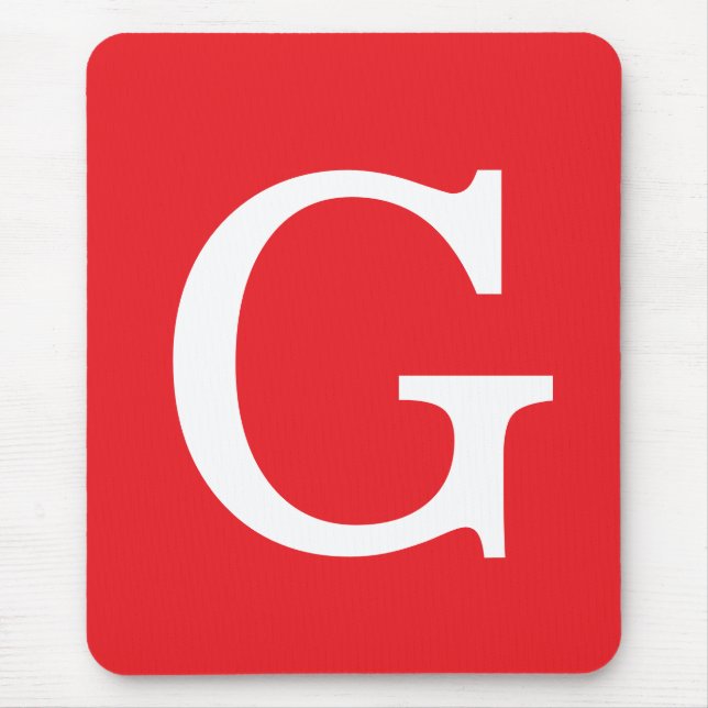 Tapis De Souris Initial Letter Monogram Red White Plain Simple (Devant)