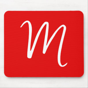 Tapis De Souris Initial Letter Monogram Stylish Red White
