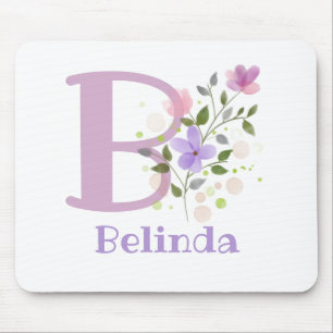 Tapis de souris Initial Plus Nom et fleurs Design