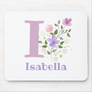 Tapis de souris Initial Plus Nom & Fleurs Design