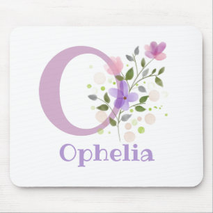 Tapis de souris Initial Plus Nom & Fleurs Design