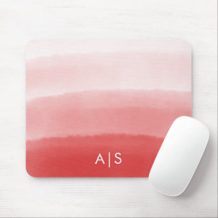 Tapis De Souris Initiale Monogramme Aquarelle Corail Rouge Ombré