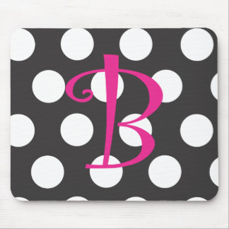 Tapis De Souris Initiale pointillée "B " de Mousepad de noir/roses