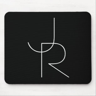 Tapis De Souris Initiales de chevauchement modernes 2   Blanc sur 