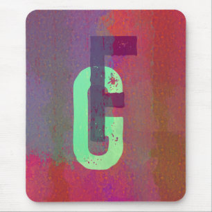Tapis De Souris Initiales Monogramme Art Grunge Funky Violet Vert