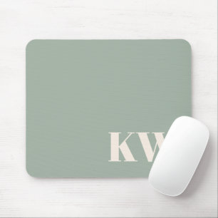Tapis De Souris Initiales Monogramme Vert Sauge Moderne Personnali