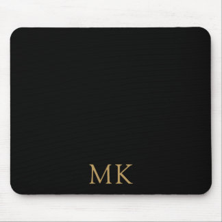 Tapis De Souris Initiales personnalisées de Monogramme d'or noir
