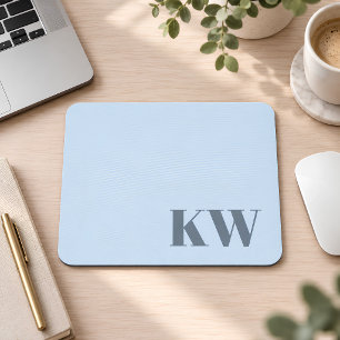 Tapis De Souris Initiales personnalisées monogramme bleu doux mode