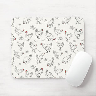 Tapis De Souris Inky Hand-drawn Chickens