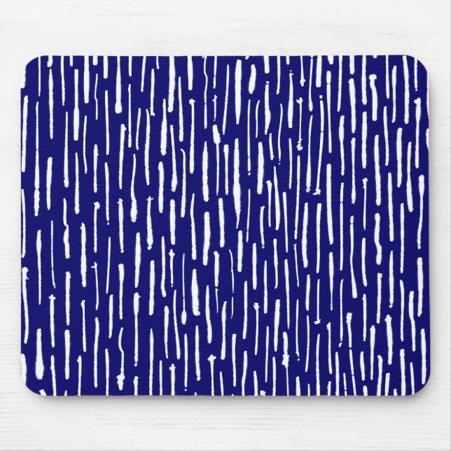 Tapis De Souris Inky Lines - Blanc sur Deep Navy (Devant)