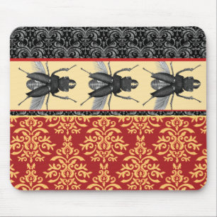 Tapis De Souris Insectes sur le brocard - damassé élégante,