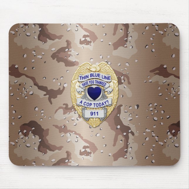 Tapis De Souris Insigne de ligne bleue mince (Devant)