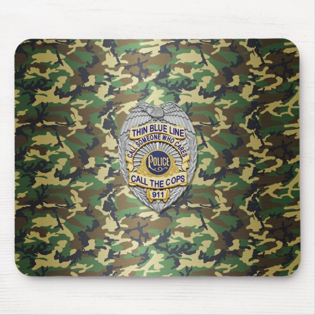 Tapis De Souris Insigne de ligne bleue mince (Devant)