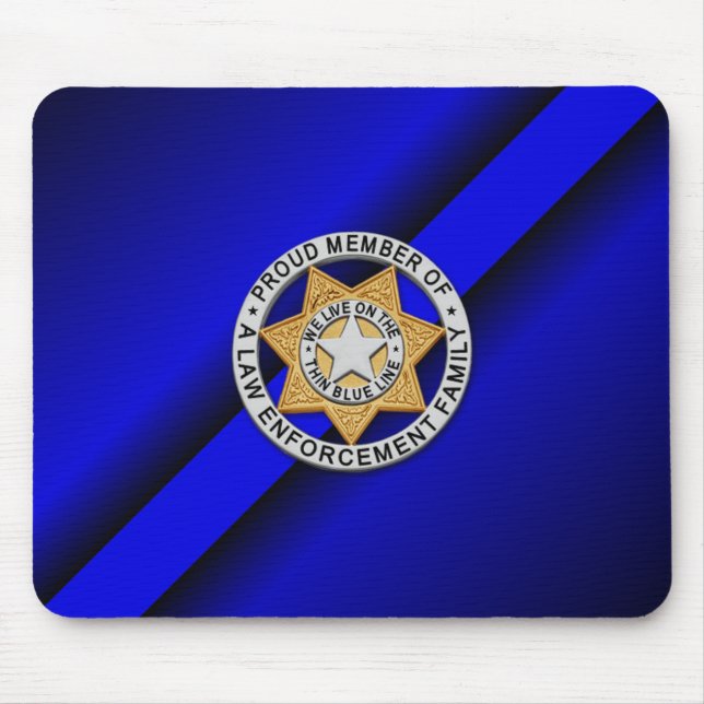 Tapis De Souris Insigne de ligne bleue mince (Devant)