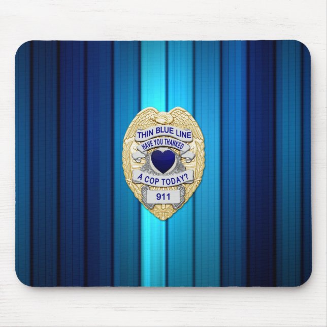 Tapis De Souris Insigne de ligne bleue mince (Devant)