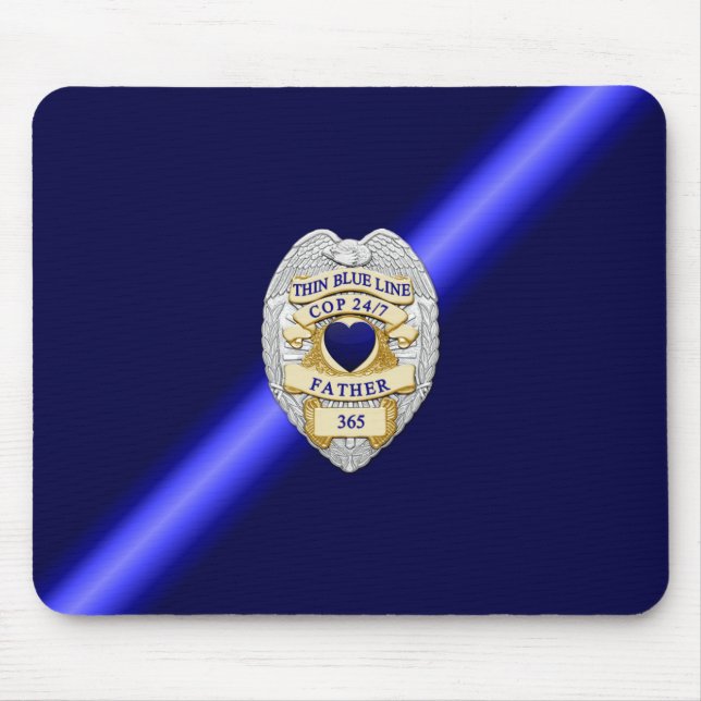 Tapis De Souris Insigne de ligne bleue mince (Devant)
