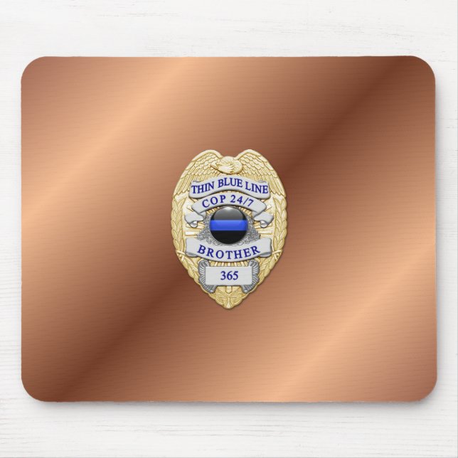 Tapis De Souris Insigne de ligne bleue mince (Devant)