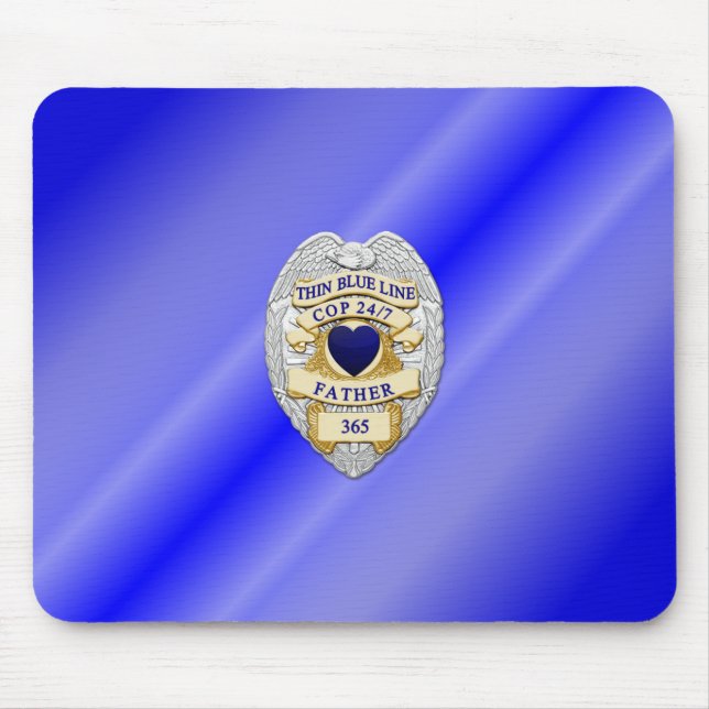 Tapis De Souris Insigne de ligne bleue mince (Devant)