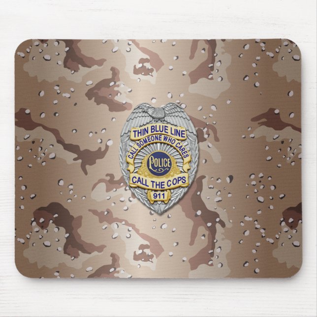 Tapis De Souris Insigne de ligne bleue mince (Devant)