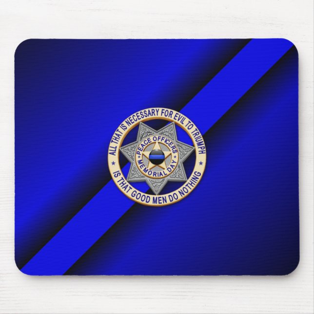 Tapis De Souris Insigne de ligne bleue mince (Devant)