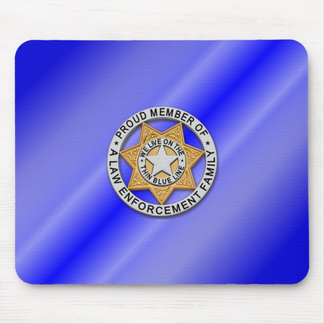 Tapis De Souris Insigne de ligne bleue mince (Devant)