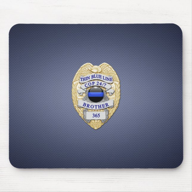 Tapis De Souris Insigne de ligne bleue mince (Devant)