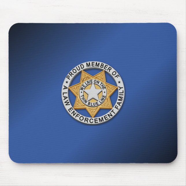 Tapis De Souris Insigne de ligne bleue mince (Devant)