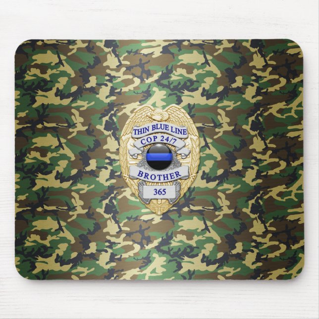 Tapis De Souris Insigne de ligne bleue mince (Devant)