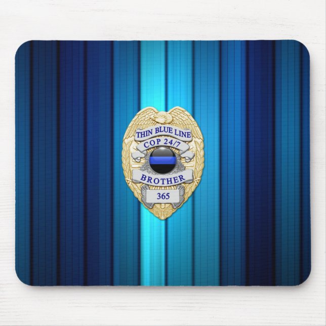 Tapis De Souris Insigne de ligne bleue mince (Devant)