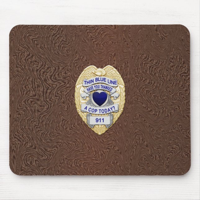 Tapis De Souris Insigne de ligne bleue mince (Devant)