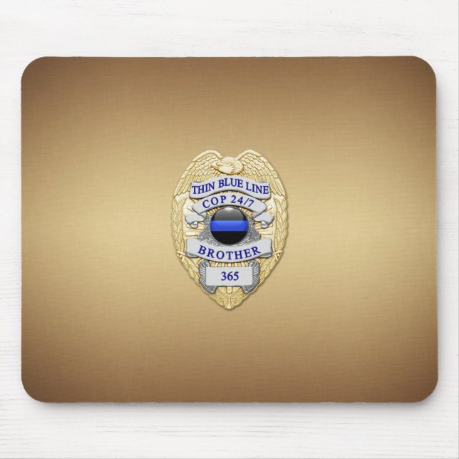 Tapis De Souris Insigne de ligne bleue mince (Devant)
