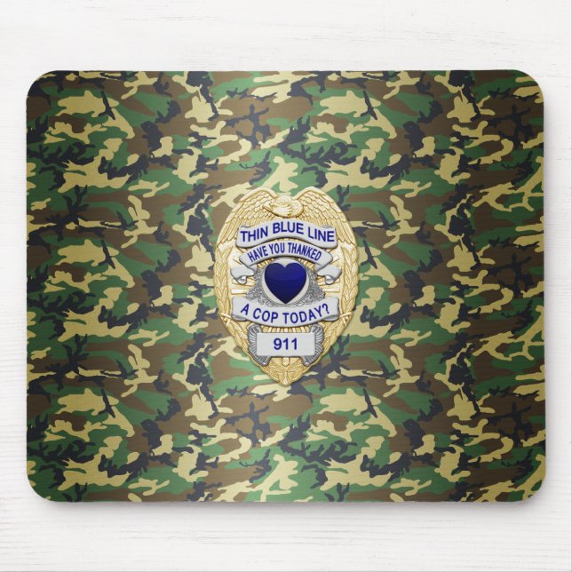 Tapis De Souris Insigne de ligne bleue mince (Devant)