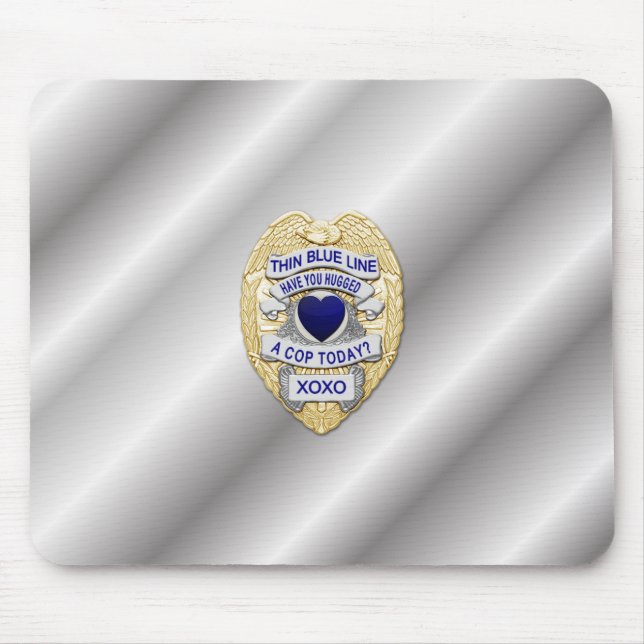 Tapis De Souris Insigne de ligne bleue mince (Devant)