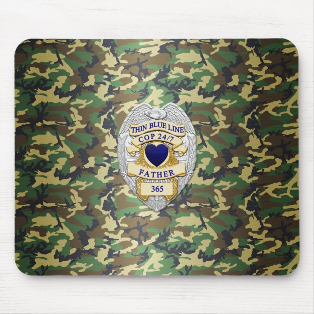 Tapis De Souris Insigne de ligne bleue mince (Devant)