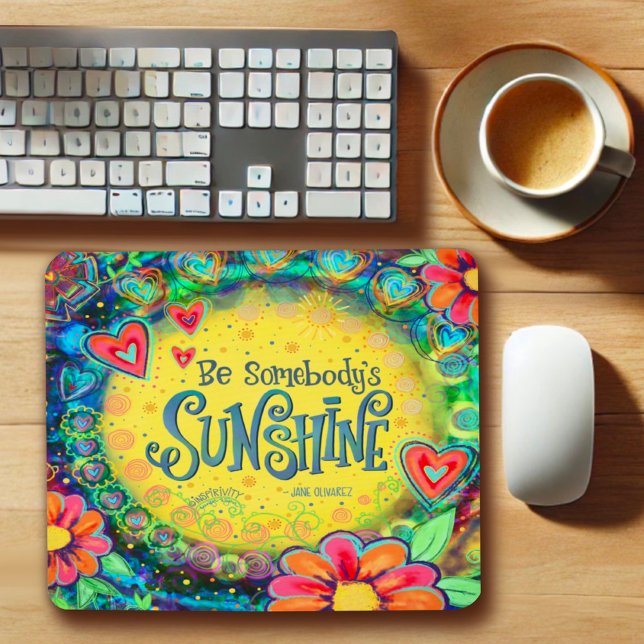 Tapis De Souris Inspiration Fun Floral Yellow Sunshine Citation (Créateur téléchargé)