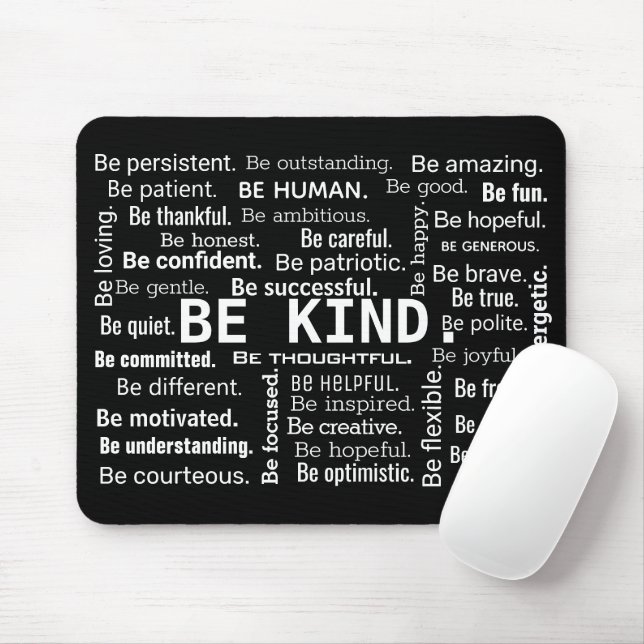 Tapis De Souris Inspirational BE KIND Word Cloud (Avec souris)