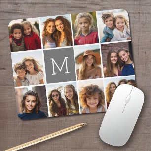 Tapis De Souris Instagram Photo Collage Personnalisé Monogramme C