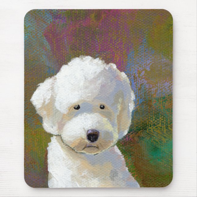 Tapis De Souris Intitulé : Je pense cela - le chien blanc adorable (Devant)