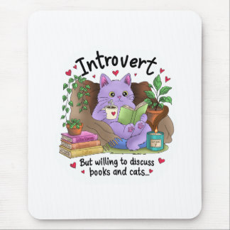 Tapis De Souris Introverti mais prêt à discuter de livres et de ch