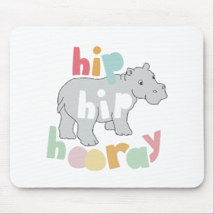 Tapis De Souris ip Hip Hip Houray Gris Hippo Dessin mignon Animal 