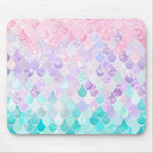Tapis De Souris Iridescent en pastel de sirène mignonne, rose,