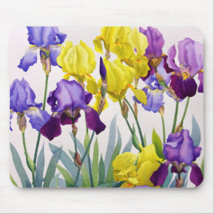 Tapis De Souris Iris jaunes et pourpres