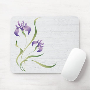 Tapis De Souris Iris Violet Sur Bois