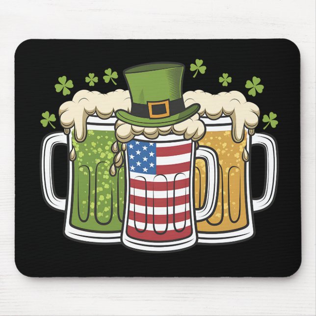 Tapis De Souris Irish Beer Irlande USA Drapeau américain St Patric (Devant)