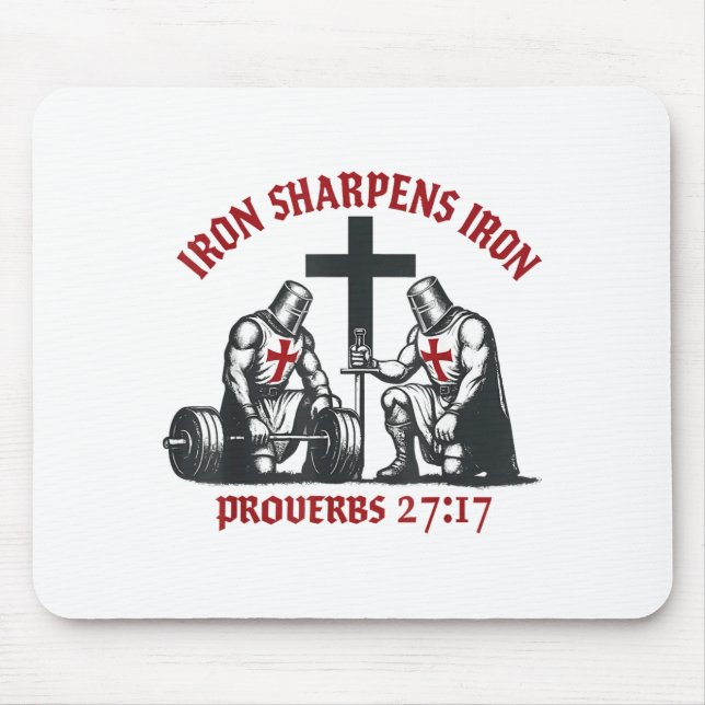 Tapis De Souris Iron Sharpens Iron Bible Scripture Christian Gym W (Devant)