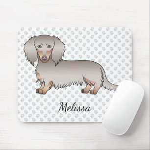 Tapis De Souris Isabella Et Tan Long Cheveux Dachshund Chien & Nom