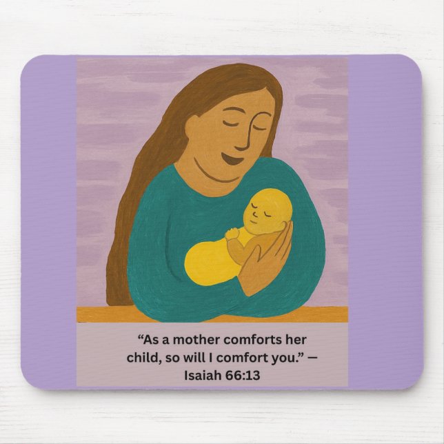 Tapis De Souris Isaiah 66:13 Comforting Mother and Baby Postcard (Devant)