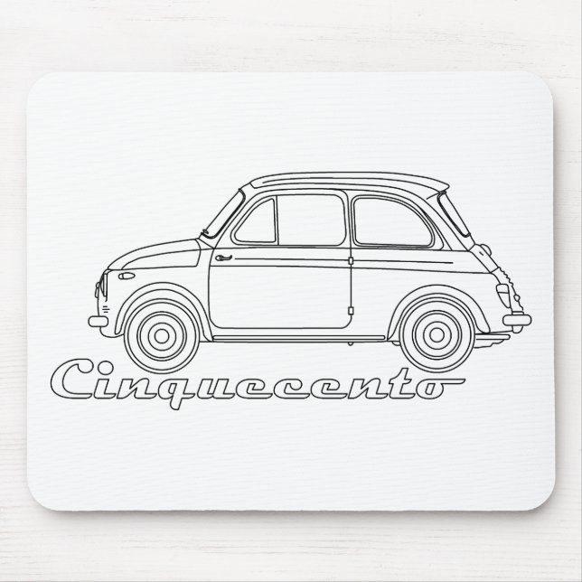 Tapis De Souris Italien Fiat Cinquecento 500 cc Oldtimer Blueprint (Devant)